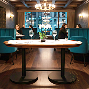 Table de Bar en bois et marbre industriel, Table de dîner de styliste indien, Table Unique de styliste d'hôtel fabriquée à la main - Product Image 1