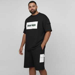 Conjunto de 2 Piezas de Ropa Casual de Invierno para Hombre, Camiseta de Manga Corta y Pantalones Cortos Deportivos, Transpirables, de Felpa, con Estampado - Product Image 3