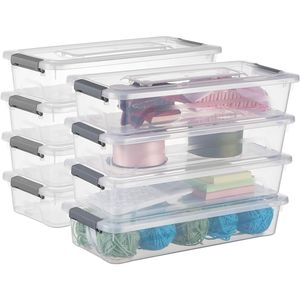 Contenitori di Plastica Trasparente con Manico Grigio e Coperchi Resistenti, Scatole Impilabili per Organizzazione e Conservazione Artigianale - Product Image 1
