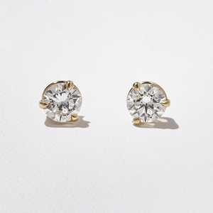 Boucles d'oreilles clous en diamant 1 carat, or massif 14k 18k, rondes, cultivées en laboratoire, à fermoir poussoir, serties à griffes, de luxe, pour usage quotidien, classiques, fabricant - Product Image 4