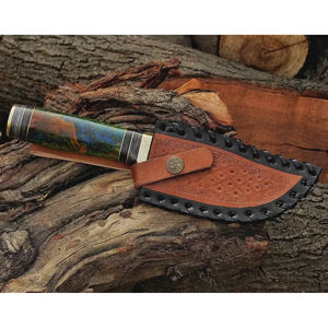 10 couteaux de chasse uniques en acier Damas faits à la main avec étui en cuir - Product Image 4