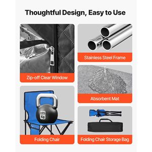 Sauna de Vapor Portátil para el Hogar, para 1 Persona, Mejorada con Vaporizador y 1 Silla Plegable, Control Remoto Incluido - Product Image 6