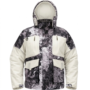 Veste de pêche pour homme en polyester imperméable à imprimé camouflage avec capuche et fermeture éclair - Product Image 4