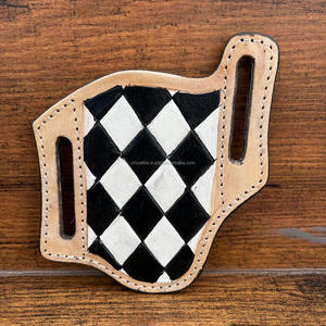 OEM/ODM 2025 nueva llegada funda para cuchillo nuevo soporte para Cuchillo de cuero genuino con lazo para cinturón y diseño de patrón de tablero de ajedrez clásico - Product Image 5