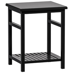Bamboo Black <b>Side</b> <b>Table</b> with Shelf | Compact Wooden Nightstand Wholesale - Product Image 1
