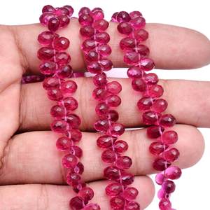AAA <b>Pink</b> Tourmaline 7x5mm Faceted Teardrop Briolette Natural Rubellite Hydro Quartz Semiprecious Gemstone Drop Beads For Jewelry - Product Image 4