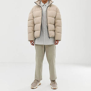 Compre una nueva chaqueta de plumón personalizada a la moda, abrigo cortavientos de invierno, chaqueta de plumón beige para hombre - Product Image 5