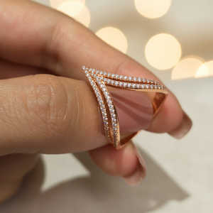 Double V-Shape Half Eternity Wedding Band Trendy 925 <b>Sterling</b> <b>Silver</b> Moissanite Deep Chevron Pave <b>Set</b> Engagement <b>Ring</b> Party Gift - Product Image 3