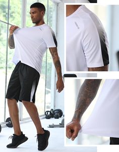 Workout <b>Shirt</b> and Shorts Set Men's 100% Polyester Set Zipper Pockets Quick Dry Gym Athletic Clothes Running Summer Casual Outfit - Product Image 6