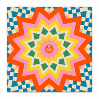 Tapis de Mahjong Américain 33 pouces The Lucky Tiles, Design Original, en Néoprène, Tapis de Jeu Personnalisé, Motif Géométrique Rétro