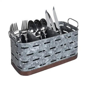 Soporte vintage de cobre y metal galvanizado para utensilios de cocina con asas, organizador de cubiertos y vajilla para mesa - Product Image 1
