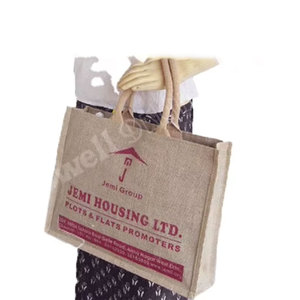Printed Jute Bag Eco Friendly Reusable Shopping Tote Bag Durable Natural Burlap Carry Bag Custom Printed Grocery <b>Beach</b> Gift Pack - Product Image 3