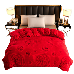 Ensemble de housse de couette matelassée à motif de roses rouges, hypoallergénique, lavable en machine, en polyester, literie d'hiver, taille Queen - Product Image 3