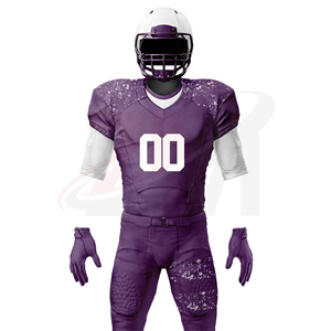Ensemble d'uniformes de football américain pour hommes, maillot violet, pantalon, numéro 00, impression par sublimation, polyester respirant, taille adulte - Product Image 1