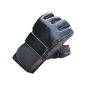 Guantes de entrenamiento de cuero de medio dedo con cierre de velcro para artes marciales para adultos - Product Image 4