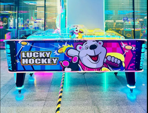 เครื่องเล่นฮอกกี้อากาศ HGR Amusement Lucky Hockey Curve Top แบบหยอดเหรียญ 2 ผู้เล่น ปรับแต่งได้ พร้อมปลั๊กแบบ US สำหรับความบันเทิง - Product Image 3