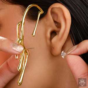 PRAO Pendientes de puño fino Antideslustre Oro fundido Curvo Ear Cuff Accesorio de lujo - Product Image 1