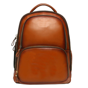 Mochila de Cuero de Grano Completo, Bolsa para Portátil con Múltiples Bolsillos, Mochila de Viaje Vintage, Mochila de Negocios Resistente - Product Image 4
