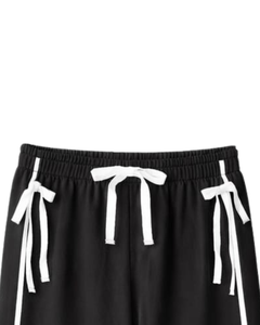 Pantalon de survêtement large pour femme, noir, à rayures latérales, taille haute, coupe décontractée, avec cordon élastique, pour le sport et la détente, OEM - Product Image 5