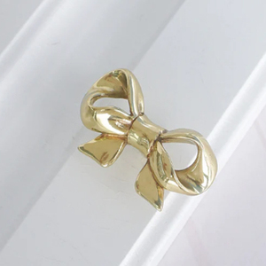 Exquisite Bow Knobs <b>Gold</b> Brass <b>Drawer</b> & Dresser Knobs, Kitchen Cabinet <b>Pulls</b>, Door Knobs, Decor Furniture Hardware Wardrobe knob - Product Image 1
