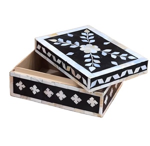 <b>Black</b> and White Bone Inlay <b>Storage</b> <b>Box</b> Decorative and Portable Container Elevate Your Space With Handcrafted <b>Box</b> Made by Royal - Product Image 1