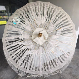 Sombrilla de Jardín Bali de Macramé Tradicional, de Algodón, Madera y Concreto, Ecológica para Exteriores - Product Image 3