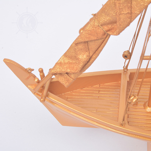 Modèle de bateau à voile dhow en bois doré fait main, bateau traditionnel arabe, figurine nautique, cadeau 31Lx8Wx27H cm - Product Image 3