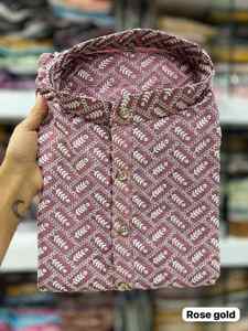 Ensemble de vêtements ethniques pour homme, kurta et pyjama brodés, en coton, adapté aux festivals, aux cérémonies et à un usage quotidien. - Product Image 3