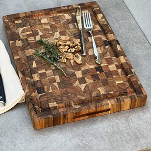 Planche à découper rectangulaire en bois d'acacia avec design mosaïque, antidérapante, écologique, durable, pour usage HORECA et restaurants - Product Image 2