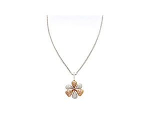 Collier Pendentif Fleur Vintage de Luxe en Or Massif Certifié IGI, Or 18K avec Diamants Sertis Pavé, Chaîne Corde pour Femme, Idéal Soirées - Product Image 2