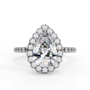 Bague en diamant de laboratoire éclatant, sertie d'un diamant central de 2 carats, de pierres latérales de 0,72 carats et en or massif 10K, 14K, 18K - Product Image 6