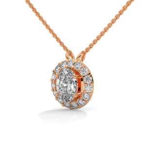 Collar con Colgante de Oro Rosa con Diamante Cultivado en Laboratorio, Joyería Fina para Mujer, Elegante Regalo de Aniversario y Boda - Product Image 2