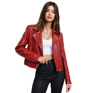 Veste de moto en cuir véritable pour femme, double boutonnage, zippée, en peau de mouton teinte, personnalisable, fabriquée au Pakistan, vente en gros - Product Image 1