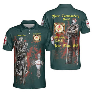Polo personnalisé pour homme avec nom de commanderie, franc-maçon, chevalier templier, broderie personnalisée Sir Knights Fraternal - Product Image 1