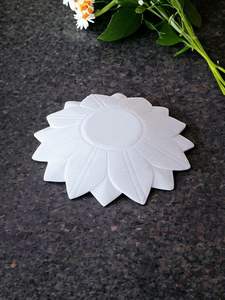 White Marble Lotus Bowl Decorative Scallop Marble Plate for Table Fruit Bowl <b>Ring</b> <b>Dish</b> Jewelry Holder Floral Vintage Marble - Product Image 3
