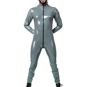 Traje de látex gris Zentai, traje ajustado de cuerpo entero, disfraz de manga larga para hombres adultos - Product Image 1