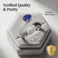 Bague en or 18 carats fiable avec saphir naturel et diamants, idéale pour les propriétaires de boutiques