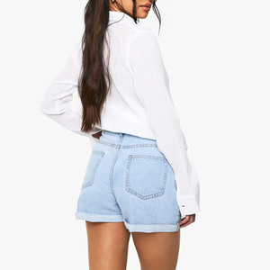 Hot Selling Women's <b>High</b>-<b>Waisted</b> Skinny Cotton Denim <b>Shorts</b> Cute Summer Washed Belt Vintage <b>Jeans</b> Fringe Ripped - Product Image 3