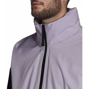 Wholesale <b>Men's</b> Hooded Windproof Rain <b>Jacket</b> Color Blocking Purple Black Polyester Casual Autumn Coat with Zipper Closure - Product Image 3