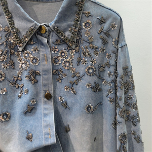 Chemises en jean pour femmes, manches longues, coupe classique, style vintage décontracté, été, séchage rapide, respirant, streetwear de haute qualité - Product Image 6