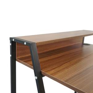 Bureau d'ordinateur à 2 niveaux pour la maison, avec structure en bois robuste, table d'écriture compacte pour petits espaces - XH - Product Image 5