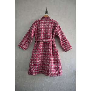 Chaqueta Acolchada de Algodón Estilo Boho Reversible, Abrigo Largo para Mujer, Bata Kantha, Abrigo Indio Hecho a Mano - Product Image 5