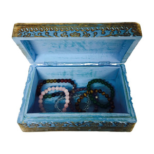 กล่องไม้มะม่วงโบราณสีฟ้าโบราณสำหรับใส่เครื่องประดับนาฬิกา & อื่นๆ - Product Image 5