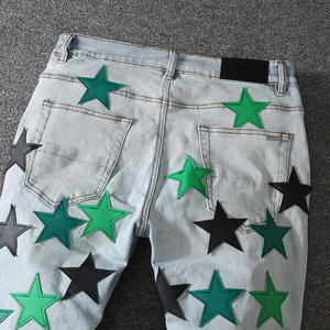 Vaqueros Bootcut para Hombre con Bordado de Diamantes, Elásticos, Ajustados, Rotos, Acampanados, de Mezclilla Lavada y Desgastada - Product Image 6