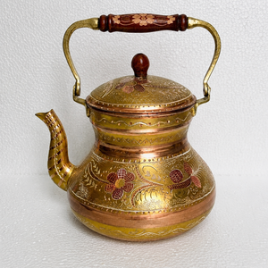 Handmade Copper Tea Kettle Traditional Turkish Copper <b>Teapot</b> Enamel Painted Wooden Handle Tea Pot OEM Wholesale Supplier - Product Image 2