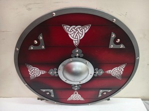Escudo Vikingo Medieval Personalizado de Madera, Diseño Auténtico, Hecho a Mano, Acero Premium con Recubrimiento en Polvo Negro, 24 Pulgadas, para Recreaciones Históricas - Product Image 4