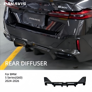 PANAVIS ดิฟฟิวเซอร์ลิปสปอยเลอร์กันชนหลังคาร์บอนไฟเบอร์แห้งคุณภาพสูงรุ่นใหม่ สำหรับรถยนต์ซีรีส์ 5 G60 ปี 2024-2026 (สำหรับรุ่นที่มีท่อไอเสีย) - Product Image 1