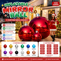 Grande boule décorative gonflable brillante, ballon miroir, sphère miroir, boules de Noël gonflables, décorations pour discothèques, centres commerciaux, événements et fêtes