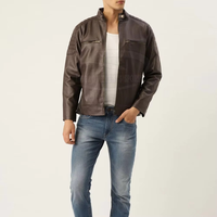 Veste en cuir véritable pour homme, taille personnalisée, style décontracté, col montant, imperméable, doublure en laine, fermeture éclair, nouvelle arrivée, haute qualité