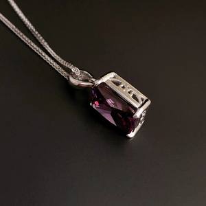 Collier rectangulaire en améthyste Mia en argent sterling, pierre de naissance de février, pendentif lilas violet, cadeau d'anniversaire - Product Image 2